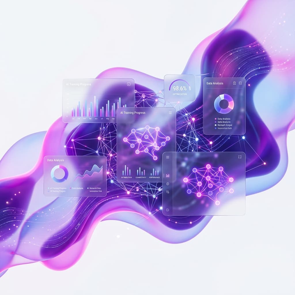 Intelligent AI data visualization and neural network illustration for Work Labs